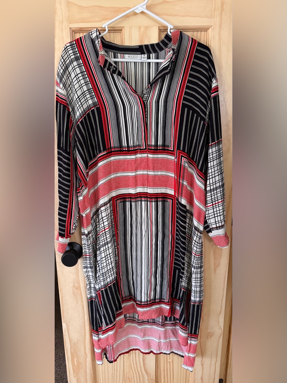 Masai Red Black Striped Midi Dress